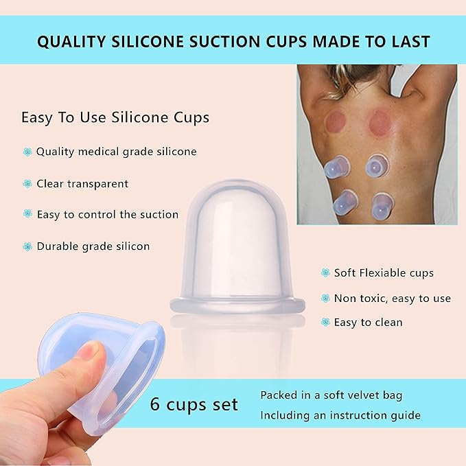 Silicone Cupping Therapy Set - Massage Therapy Cups for Arthritis, Pain Relief, Anti Aging, and Anti-Cellulite - Cupping Kit for Relaxation and Muscle Recovery