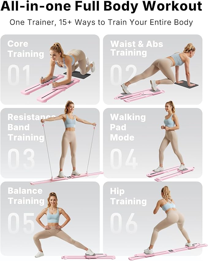 MERACH Pilates Board, Multifunctional Abdominal Plate, Detachable Ab Trainer Machine with Anti-Slip and Quiet Design, Portable Pilates Reformer for Core Workouts, Home Gym Equipment for Women