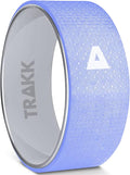 TRAKK Sport 12 Inch Foam Roller Yoga Wheel for Back Pain Relief, Stretching, Tissue Massage, and Spinal Alignment, Supports 350 Pounds, Silver & Blue