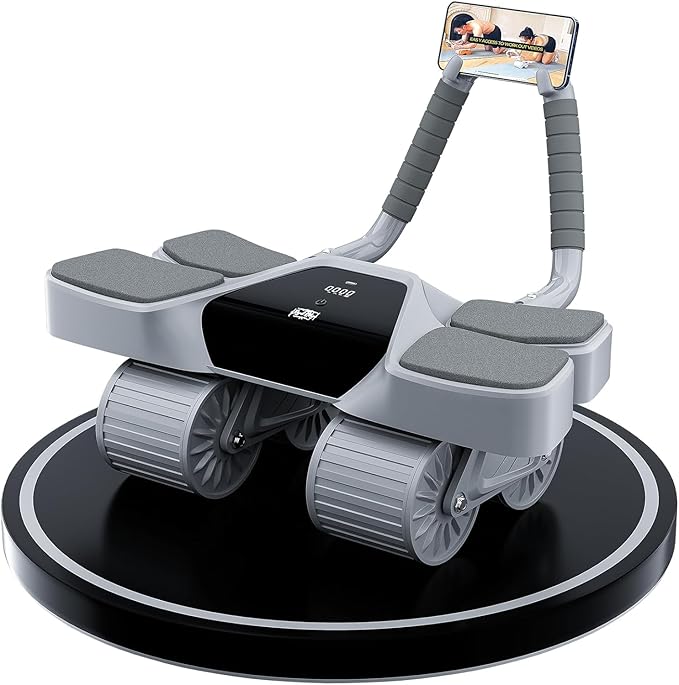 2026 New 4-Wheel Abdominal Roller with Elbow Support : Latest Upgraded High-Performance Exercise Machine With Automatic Rebound, Multi- layered Anti-Slip Design with Calorie Counting LCD Screen