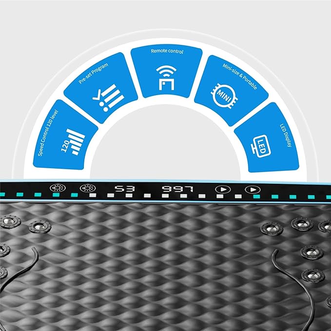 Vibration Plate Machine with Resistance Bands and Remote Control 125 Speed Levels 450LB Capacity Whole Body Oscillating Platform for Home Use