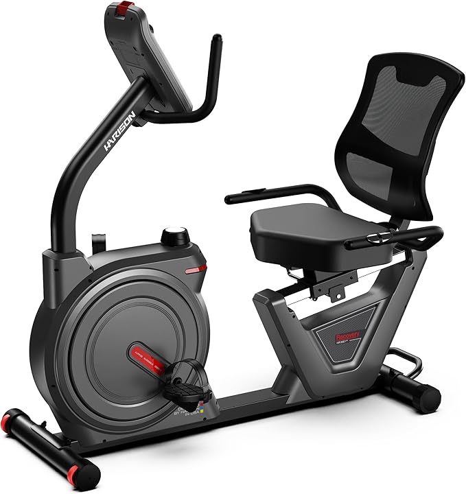 HARISON Recumbent Exercise Bike for Seniors, Quiet Magnetic Recumbent Bike for Home Use, Comfortable Seat, Step-Through Frame, App Compatible