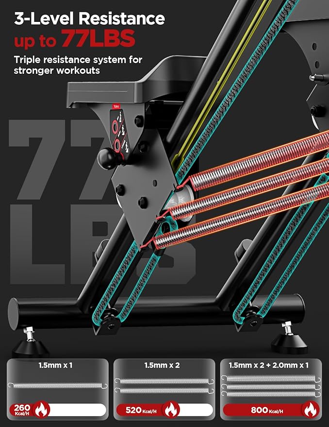 YOLEO Adjustable Resistance Stair Steppers for Exercise at Home, Folding Cardio Stairmaster with 3 Workout Modes & Oversized Pedal,90% Pre-Assembled Stair Climber with Handlebar for Full Body Workout