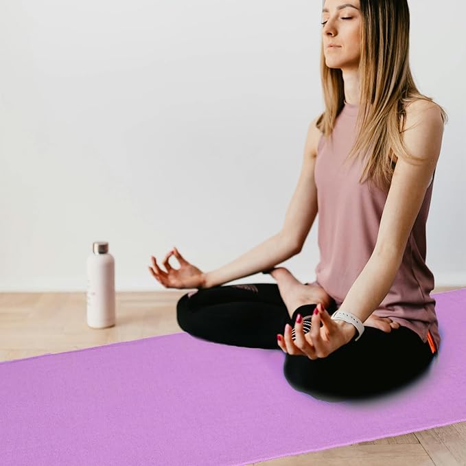 3 Pack Hot Yoga Towels with Plum Blossom Dots, Lavender Non-Slip Yoga Mat Towel, Super-Absorbent Soft Suede Microfiber Towel for Hot Yoga, Pilates, Bikram and Exercise Workout(24" x72",Lavender)
