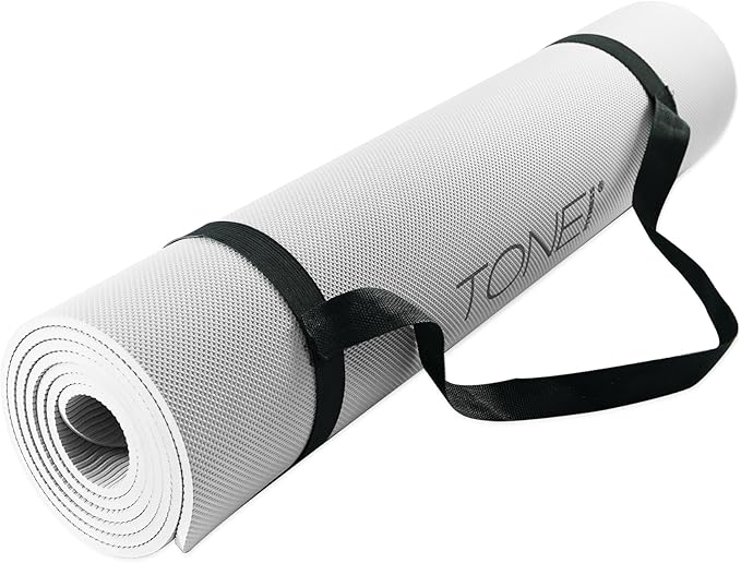 TONE Fitness Yoga Mat 1/4" Thick Non Slip Exercise & Pilates Mat for Home Workouts with Carrying Strap | Multiple Options