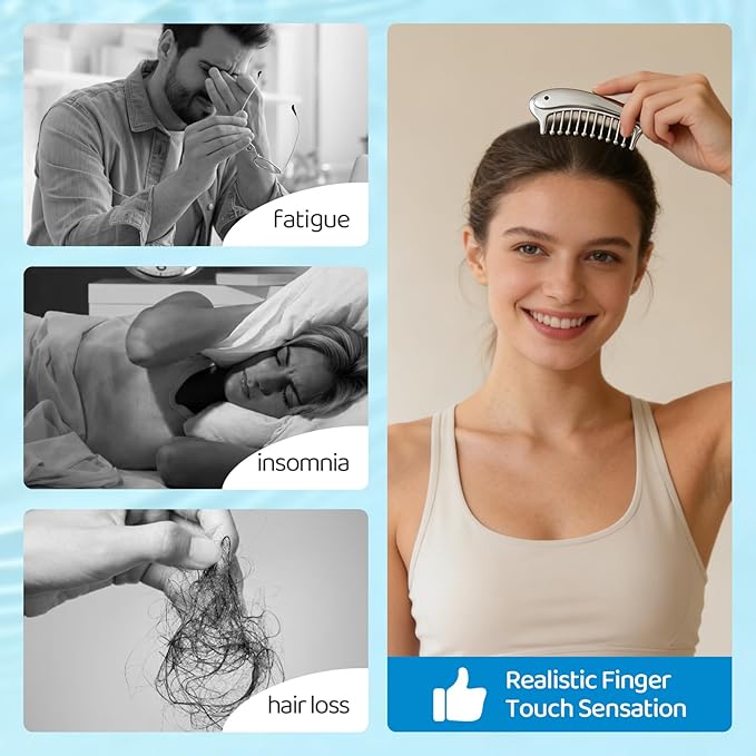 Metal Scalp Massage Tool Gua Sha Facial Tools, Portable Massage Comb for Scalp, Neck, Shoulders, Legs & Arms Handheld Head Massager for Deep Relaxation and Relieving Fatigue & Pain
