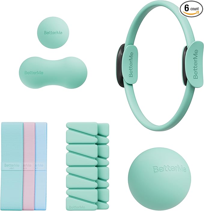 BetterMe Sculpt Body Kit - Pilates Equipment Set for Home Workouts - Home Pilates Kit with Pilates Ring Pilates Ball Resistance Bands, and Recovery Massage Tools