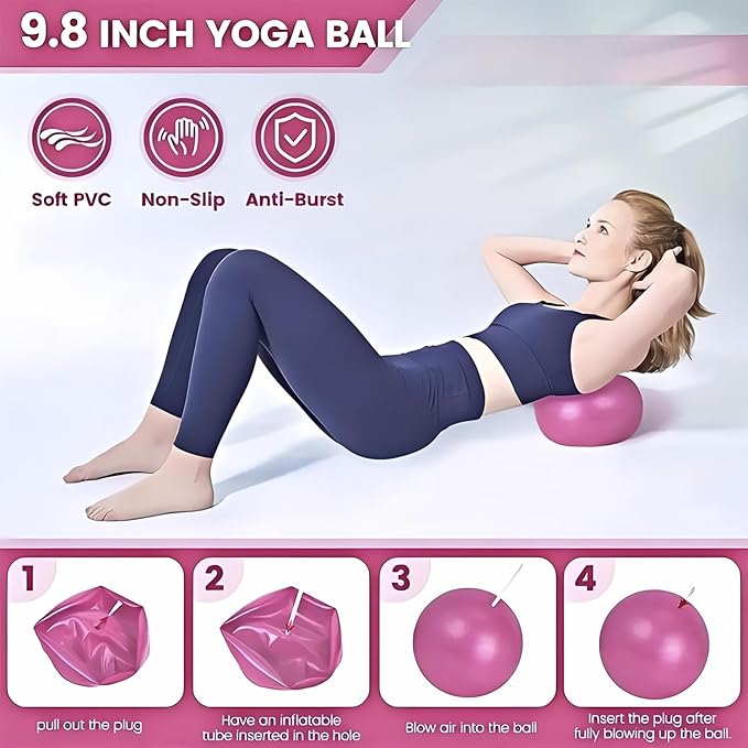 All-in-One Pilates Kit for Women: 13-Piece Home Pilates Equipment Set with Pilates Ring and Pilates Ball, Pilates at Home Workout Essentials for Beginners, Full Body Toning and Stretching