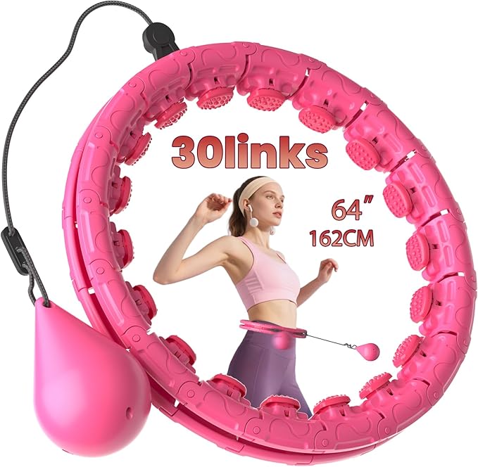 Weighted Infinity Exercise Hoop - 64in 30 Links Smart Hoop for Adult Weight Loss, Plus Size Low-Impact Fitness Hoop for Beginners & Women