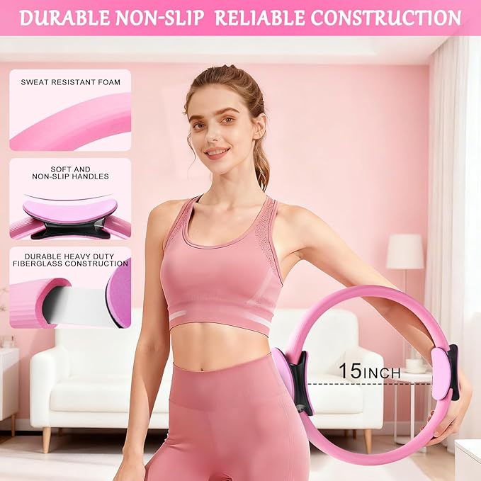 Home Pilates Kit for Women, Pilates Ring Set, Pilates Equipment Kit for Women Home Workouts, Pilates Essentials Kit with Pilates Ring and Ball, Resistance Bands for Strength, Toning, Flexibility