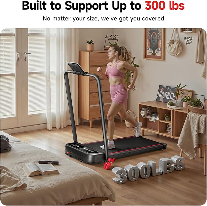 RHYTHM FUN Treadmill with Incline, Walking Pad with Handle Bar,300lbs Walking Pad with APP, Portable Folding Walking Treadmills for Home/Office with Low Noise