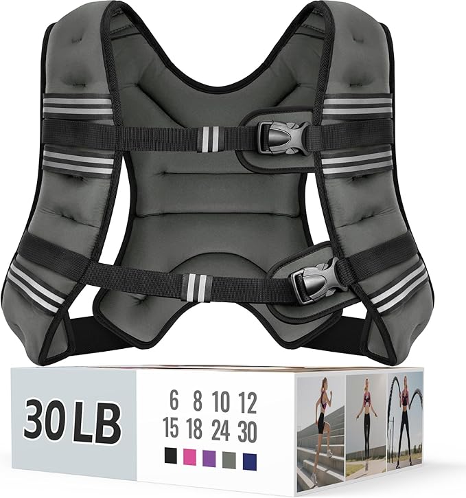 Weighted Vest for Women & Men with Reflective Stripe and Adjustable Buckle, Comfortable & Durable Rucking Vest for Walking, Running & Strength Training