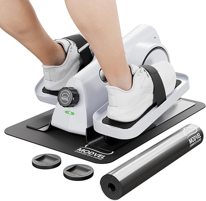 MODVEL Seated Under Desk Elliptical Machine for Home Workout, Mini Elliptical, Desk Bike Pedal Exerciser, Whisper Quiet, Under Desk Pedal Exerciser w/Adjustable Resistance & LCD Display