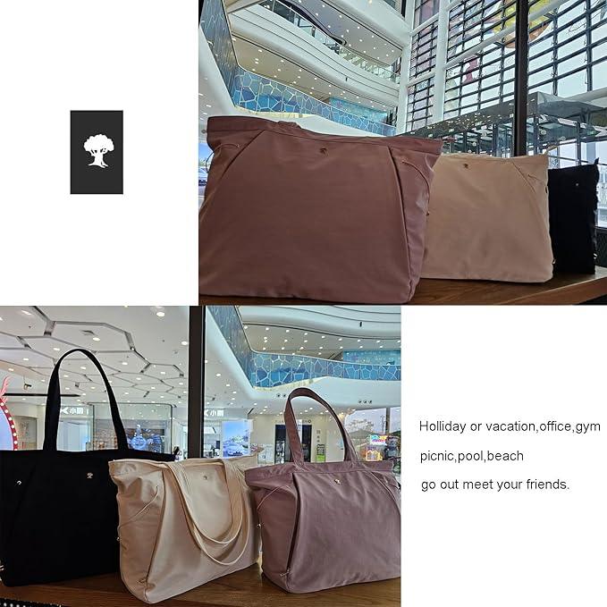 ESVAN Yoga Tote Bag for Women Shoulder Bags Drawstring for Office Workout Travel Carryall Pilates Gym and Beach
