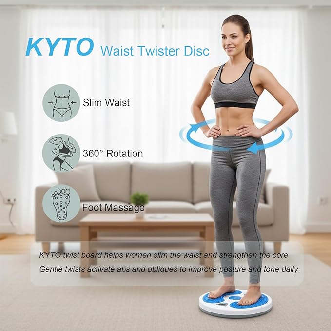KYTO Waist Twister Disc – Core Trainer Board with Digital Counter, Ab Workout Equipment with 360° Rotation, Non-Slip Foot Massage Design for Home, Office Fitness