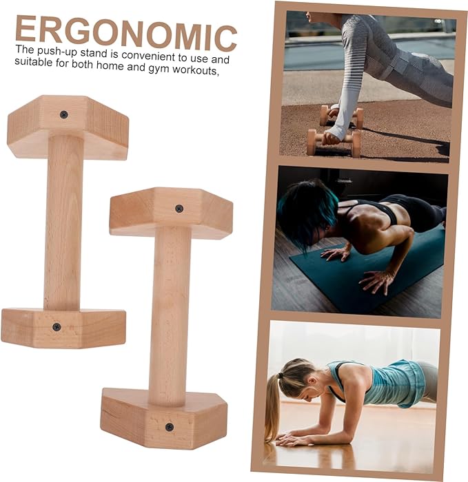 BESPORTBLE 2pcs Wooden Pushup Stands for Strength Training Ergonomic Anti-slip Handles for Home Gym Workouts Durable Beechwood Design Lightweight Portable Fitness Accessory Pair