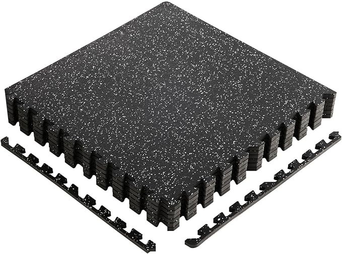 OLIXIS Interlocking Rubber Floor Tiles, 1/2 Inch Thick Non-Slip Gym Flooring Mats for Home Gym, Garage Floor Mats Protective Workout Room Tiles for Weight Lifting & Cardio, 6 Pcs
