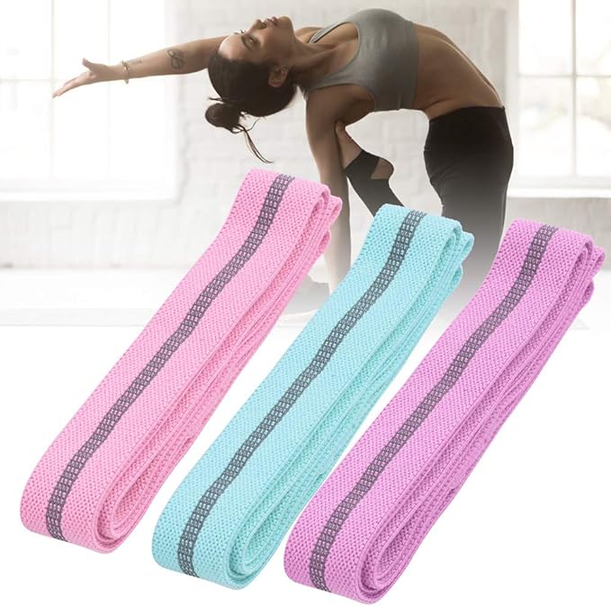 3 Pieces/Set Pilates Elastic Belt Exercise Belt Leg Belt Yoga Fitness Women's Draw Rope Training Ring Resistance Belt(candy color)