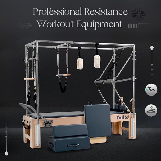 Pilates Reformer,Pilates Reformer Equipment with Reformer Accessories, Reformer Box, Padded Jump Board, Reformer Pilates Machine for Home Workouts