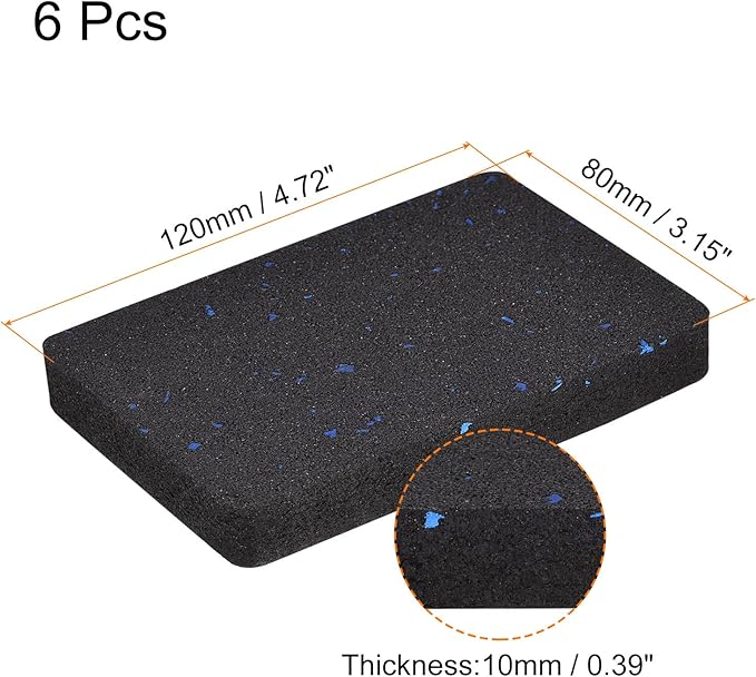 uxcell Treadmill Mat-4.7"x3.2" Exercise Equipment Mat for Floor Protection Sound Reduction, Black Blue 6Pcs