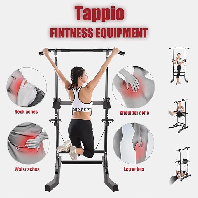 Power Tower Pull Up Bar for Home Gym, Multi Functional Pull Up Bar Stand Dip Bar Station, Adjustable Height Workout Dip Station Strength Training Fitness Equipment