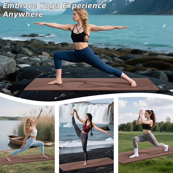 ILILI Yoga Mat, 72x25×0.3 Inch, TPE Exercise Mat, Tear-Resistant, Fitness Yoga Mat with Carrying Strap, Ideal for Yoga, Pilates, Home Workouts, Stretching & All Fitness Routines