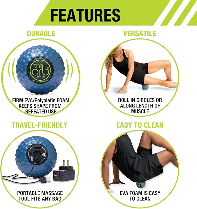 Pro-Tec Athletics Orb Massage Balls, Vary in Size and Color, Deep Tissue Massage, Muscle Relief, Promotes Flexibility, Hamstring, Quadriceps, Calf, Multi-Directional Massage Ball, Working Out