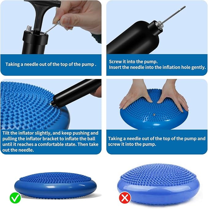 Wobble Cushion Set for Sensory Kids and Balance Training - Disc Plus 4 Pods, Board With Pump, Inflatable Stepping Pads for Adults