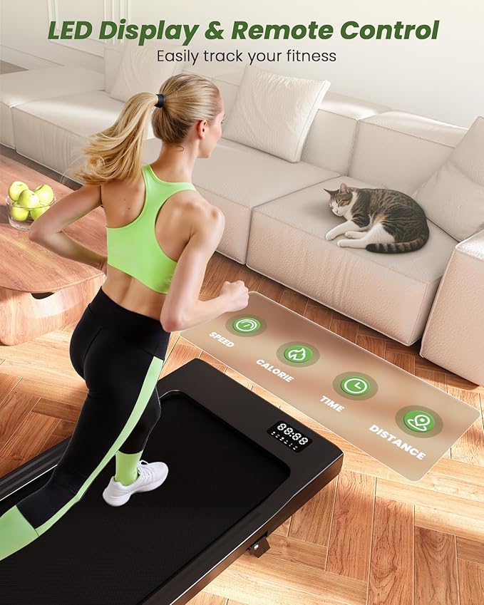 DeerRun Under Desk Walking Pad Treadmill for Home & Office, 6% Manual Incline, 0.6–3.8 MPH Walking Speed, 300 lb Capacity, App & Remote Control