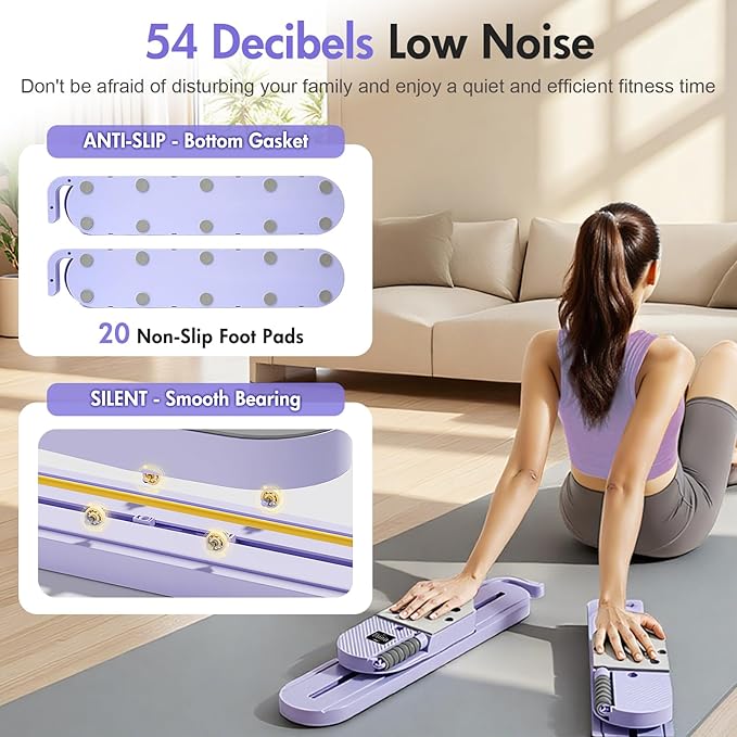 ALSO GO Pilates Board, Upgrad Pilates Reformer Set, Multifunction Abdominal Portable Board for Home Workout, Portable Reformer Machine for Full Body Workout, Home Pilates Kit with Resistance Bands