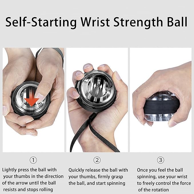 Hand Exerciser Hand Exerciser with Counter Torque Ball Auto-Start Gyroscopic Wrist Exercise Ball Gyroscope Ball Forearm Strengthener Hand Exerciser(Model A has no Light)
