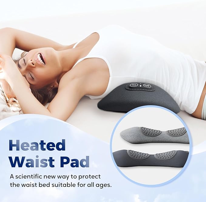 Smooth Triple Fusion Back Massager, 2026 Upgrade 3 in 1 Lumbar Pillow for Bed and Chair, Back Massager with Vibration and Traction Against Pain for Back and Neck and Shoulder (Light Gray)