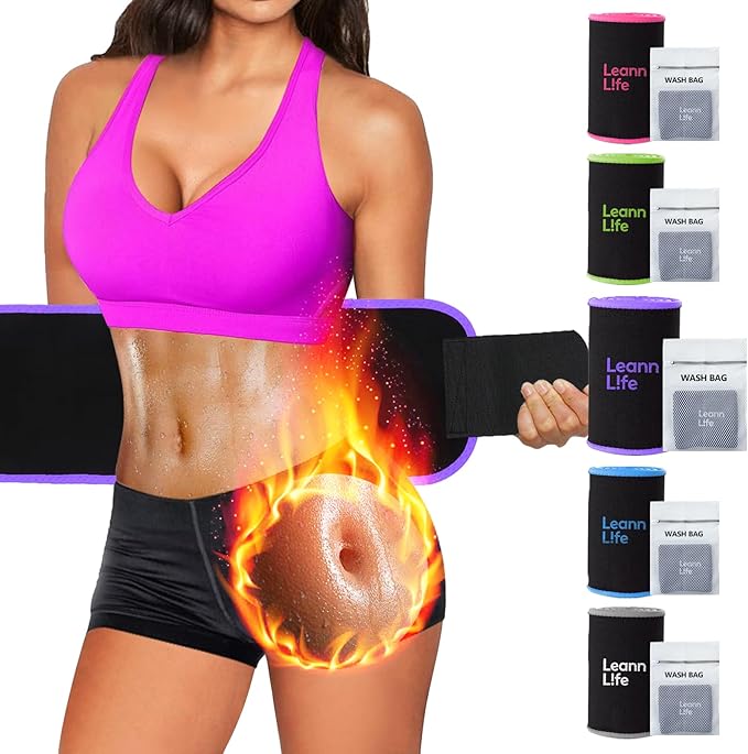 Waist Trimmer Belt – One Size 52″ Fits All Women & Men, Premium Neoprene Sweat Waist Trainer for Workout & Fitness
