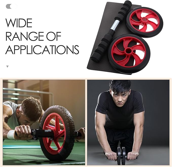 Didiseaon Silent Ab Roller Wheel Red for Home and Outdoor Abdominal Muscle Training Gym Equipment for Men and Women