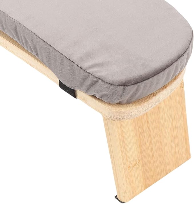 ZJchao Wooden Meditation Bench Detachable Ergonomic Kneeling Stool for Yoga and Meditation with Soft Cushion and Carry Bag Solid Wood Cotton Home Practice (Grey)