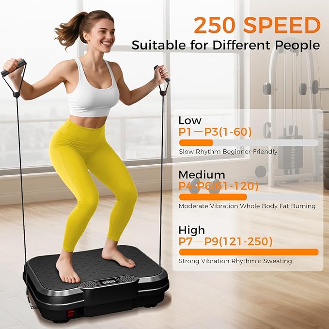 Vibration Plate Exercise Machine,Vibrating Platform for Lymphatic Drainage with 250 Speeds,450 lbs Weight Capacity,Vibrated Plates for Weight Loss,Full Body Workout Equipment for Fitness at Home