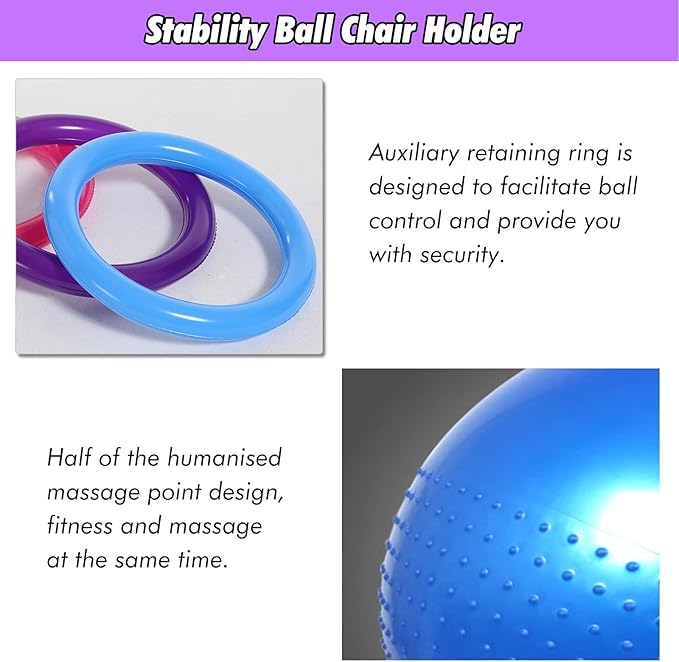 SRNSAEB Exercise Ball Seat for Office Desk Height, Ergonomic Balance Ball Chair Stool for Home/Office/School/Gym/Prolonged Sitting, Height Adjustable Pilates Yoga Ball Chair(Purple,65cm(25 3/5in))