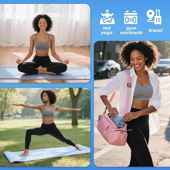 Hot Yoga Towel,Microfiber Yoga Mat Towels Non Slip for Hot Yoga Absorbent Microfiber Sweat Anti-Slip Cover,Bikram,Pilates,Exercise,Fitness 28 inch X 72 inch Blue 2 Pack