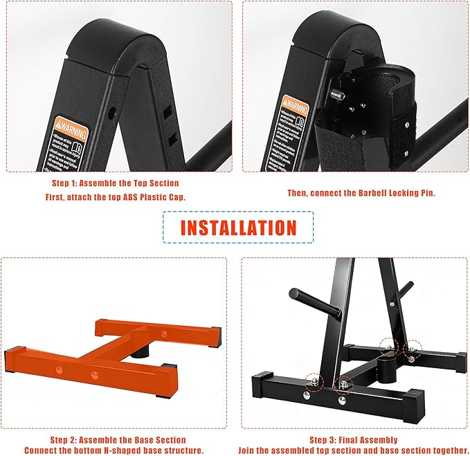 Luwint Weight Plate Tree Rack with Barbell Storage for Home Gym