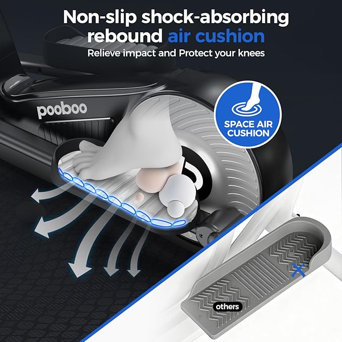 pooboo Elliptical Machine, Elliptical Exercise Machine with 16-Level Resistance&Quiet Magnetic Driving System, Elliptical Machine for Home with LCD Monitor,15.5-17IN Stride, 350LBS Weight Capacity