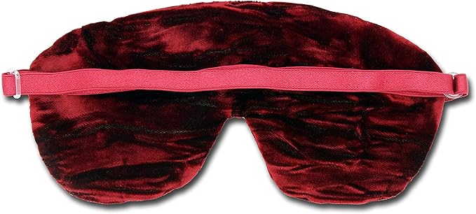 Handmade Opulence Yoga Eye Pillow - Weighted Flaxseed Fill, Lavender Aromatherapy, Satin & Velvet, Adjustable Strap - Ideal for Meditation & Restful Sleep - Ruby Red - TEMFL-RD