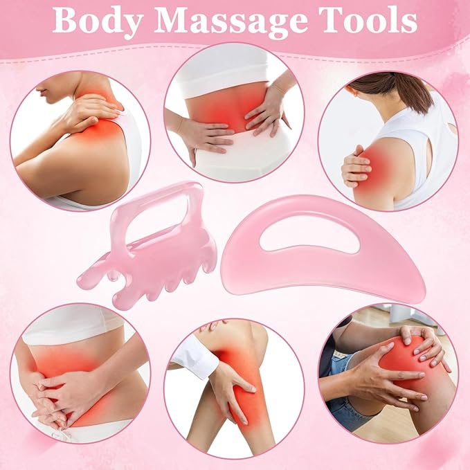 2Pack Fascia Massage Tool,Fascia Blaster for Cellulite Release Pink Resin Body Gua Sha Tool for Waist,Back,Legs,Face