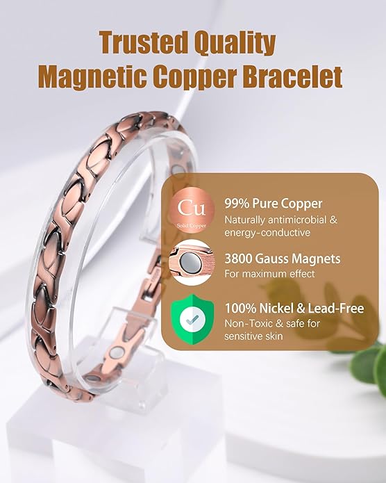 Copper Bracelets & Rings for Women, Copper Magnetic Bracelet for Women