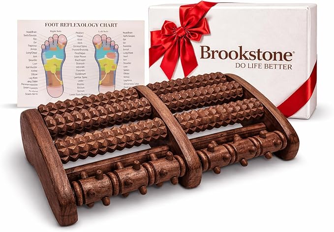 Brookstone Foot Roller Massager for Plantar Fasciitis Relief - Wooden Massage Roller for Foot Health - Stimulate Reflexes & Relieve Stress - Ideal Gift for Mom, Dad, Elderly