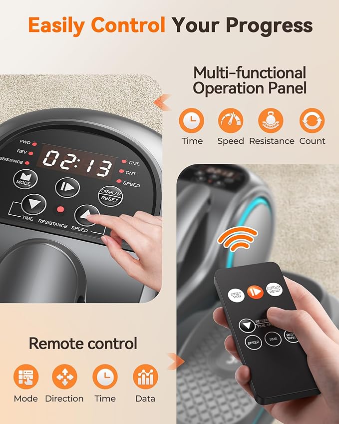 YOSUDA Under Desk Elliptical,Elliptical for Seniors Fully Assembled,Quiet & Portable Electric Seated Pedal Exerciser with 10 Level Resistances & Speeds,Remote Control
