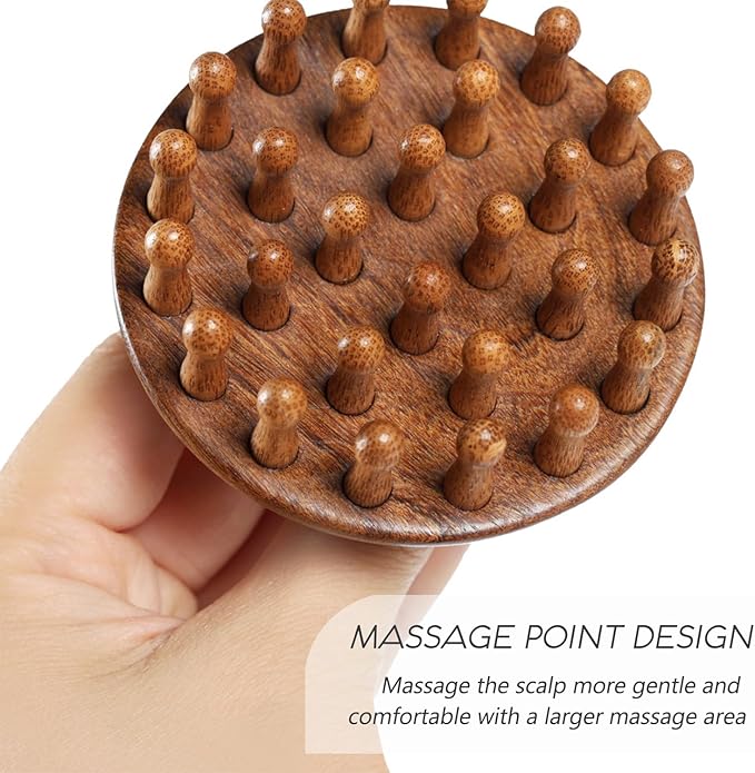 Wooden Scalp Massage Comb - Sandalwood Head Massager Tool, Gua Sha Brush for Women Men Hair Growth Body Massage