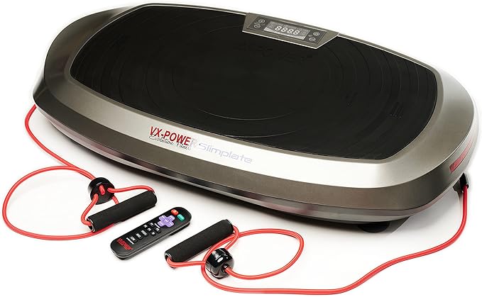VX-Power Slimplate Galaxy - Vibration Plate Whole Body Vibration Platform Exercise Machine with Resistance Cords for Body Shaping, Cardio, Toning & Wellness, Bluetooth Speakers