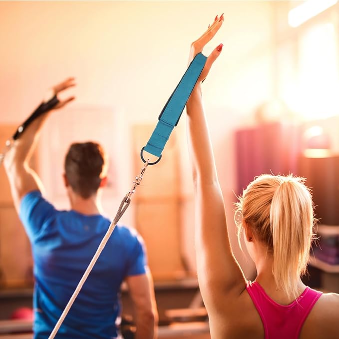 GANAZONO 2pcs Elastic Yoga Stretch Straps with Double Loops, Sturdy Polyester Fitness Bands for Pilates and Home Workout, Ankle and Wrist Support for Flexibility and Resistance Training