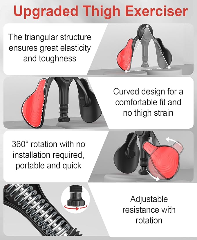 Pelvic Floor Exercise Devices Kegel Exerciser Muscle Trainer 15-70lbs Adjustable for Women/Men, Inner Thigh Exerciser Hip Abductor Machine with Resistance Band, Leg Workout
