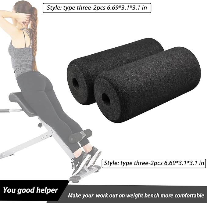 Protective Pads (6.69 * 3.1 * 3.1 in) Cushion for Exercise Equipment, Soft Foam Padding Sponge Rollers for Workout Machine-Sit ups, Barbell Bench